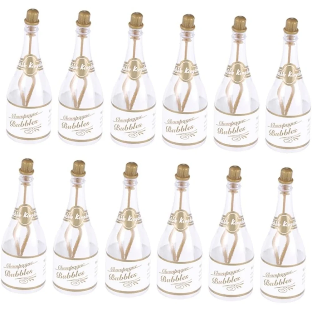 12 Champagne Bubbles Bottles for Weddings and Parties - Refillable Empty Bubble